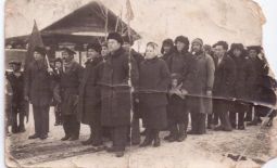 Демонстрация 7 ноября, Стеклозавод, с. Лучаново, 1936 г.